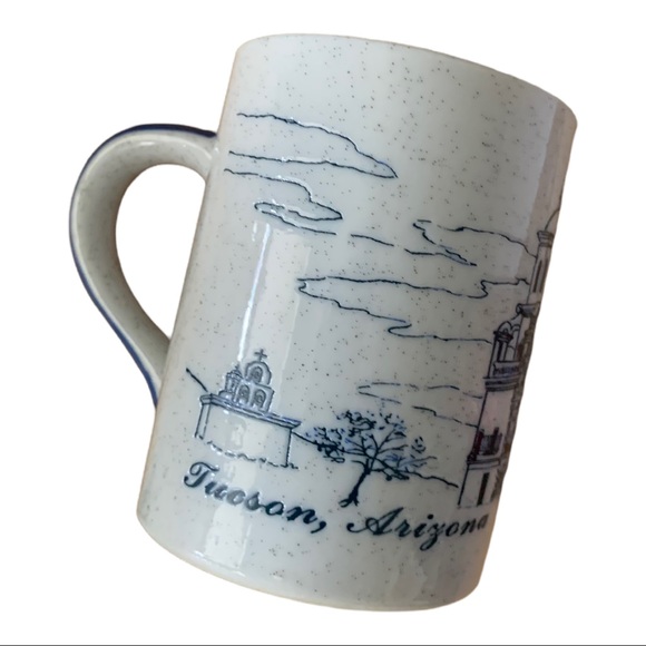 Tucson Arizona Etched Blue Gray Speckled Sketched Coffee Cup Tea Mug Collectible - Picture 9 of 9